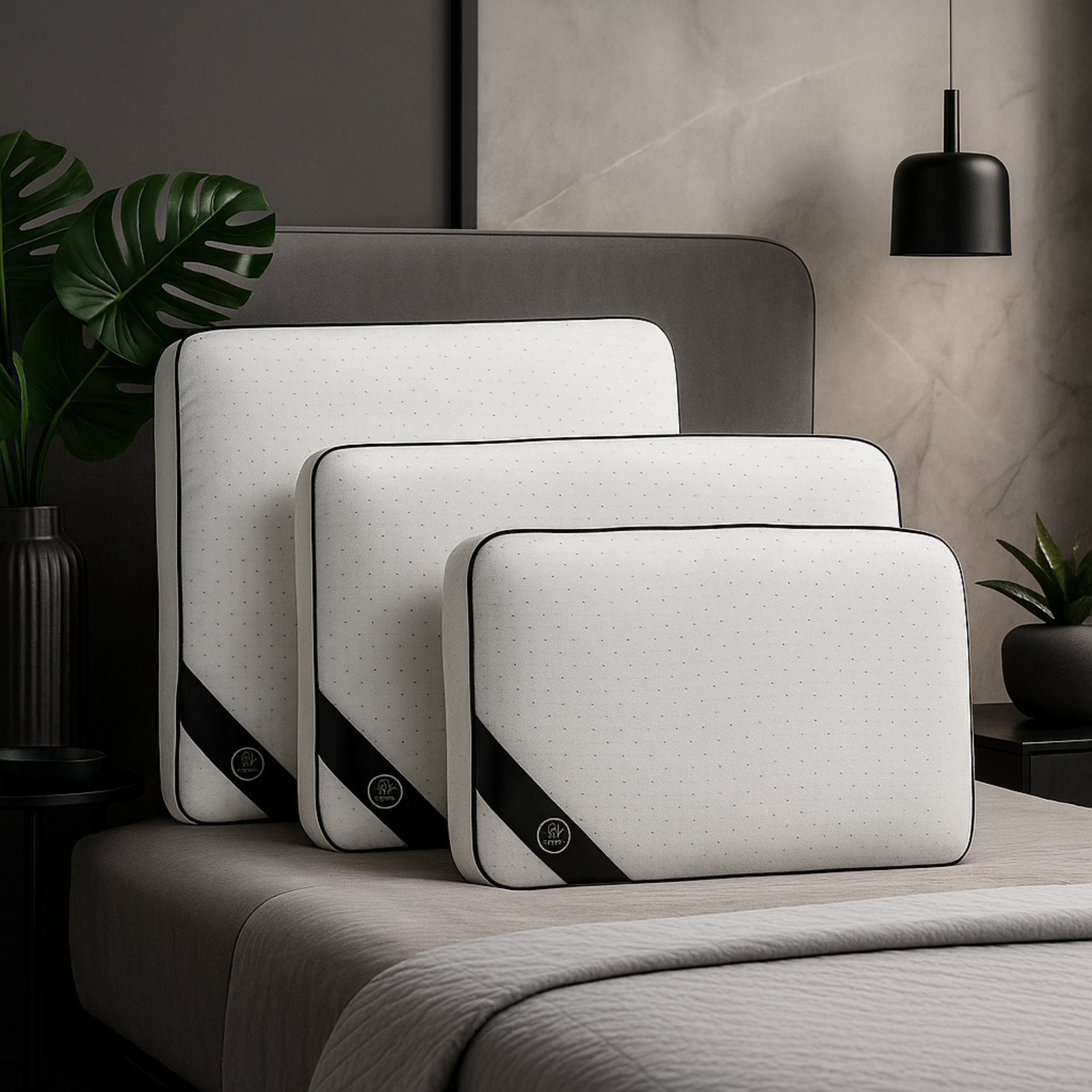 Memory foam pillow, micro-perforated, removable cover - Fantasia Black Collection
