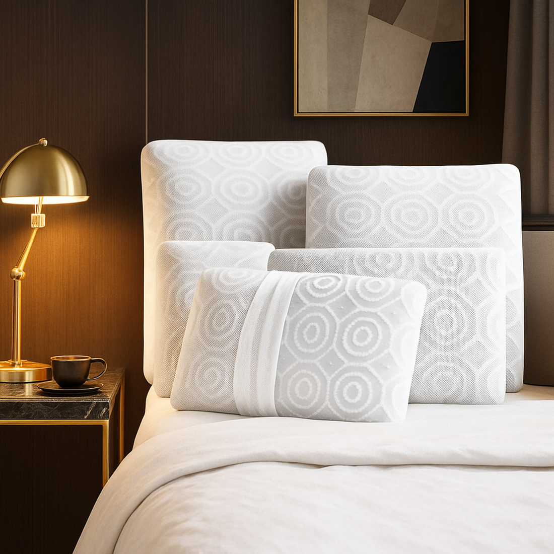 Oreiller mémoire de forme, effet massant, soutien cervical, déhoussable - Collection Bien-Être