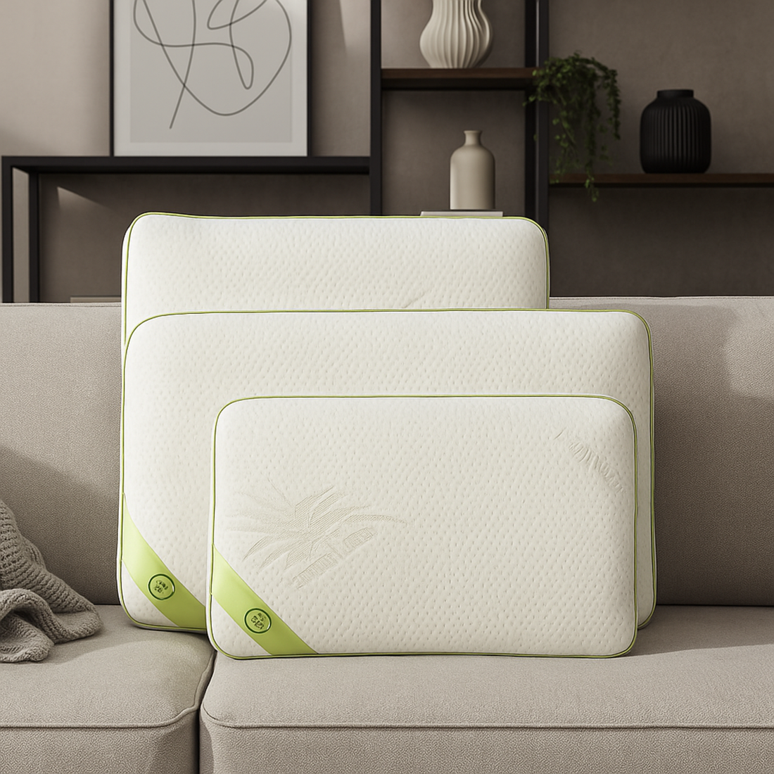 Fantasia Green Kissen: Mikroperforierter Memory-Schaum - Abnehmbarer Bezug