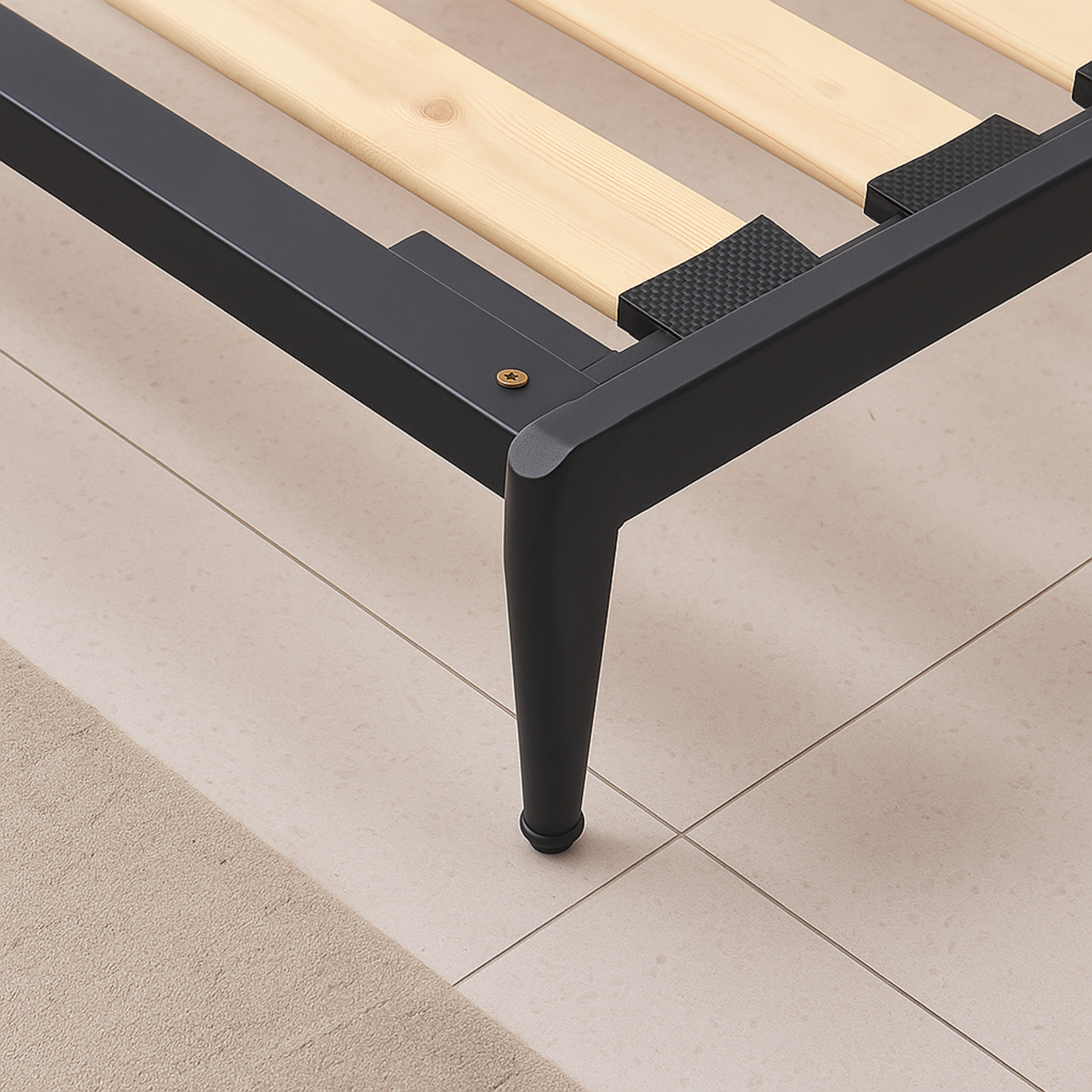 Sommier lit design style industriel, lattes larges, cadre à lattes - Collection Loft