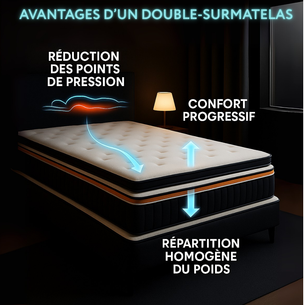 Matelas epais : Double surmatelas et mémoire de forme
