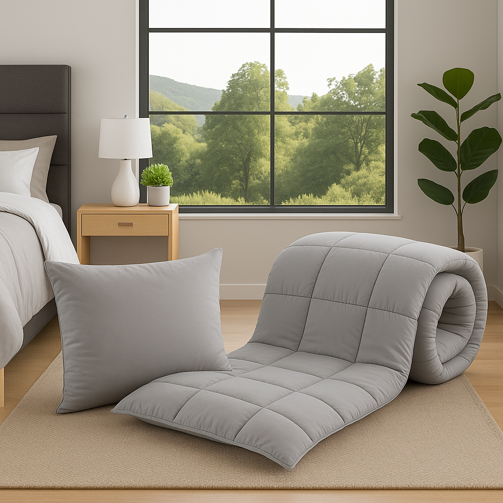 Couette 4 saisons : réversible et transformable en oreiller