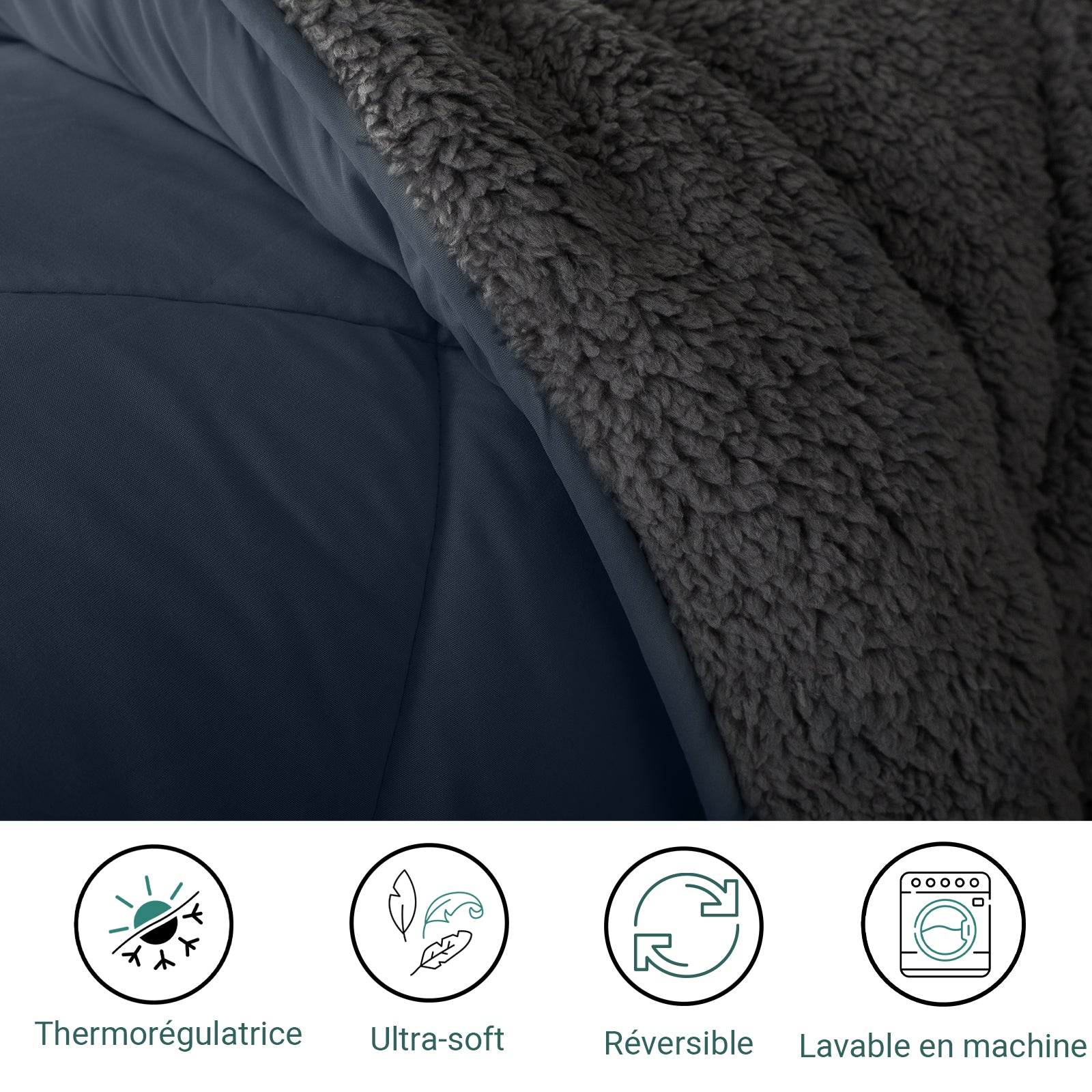 Couette réversible laine, été et hiver - Collection Sherpa