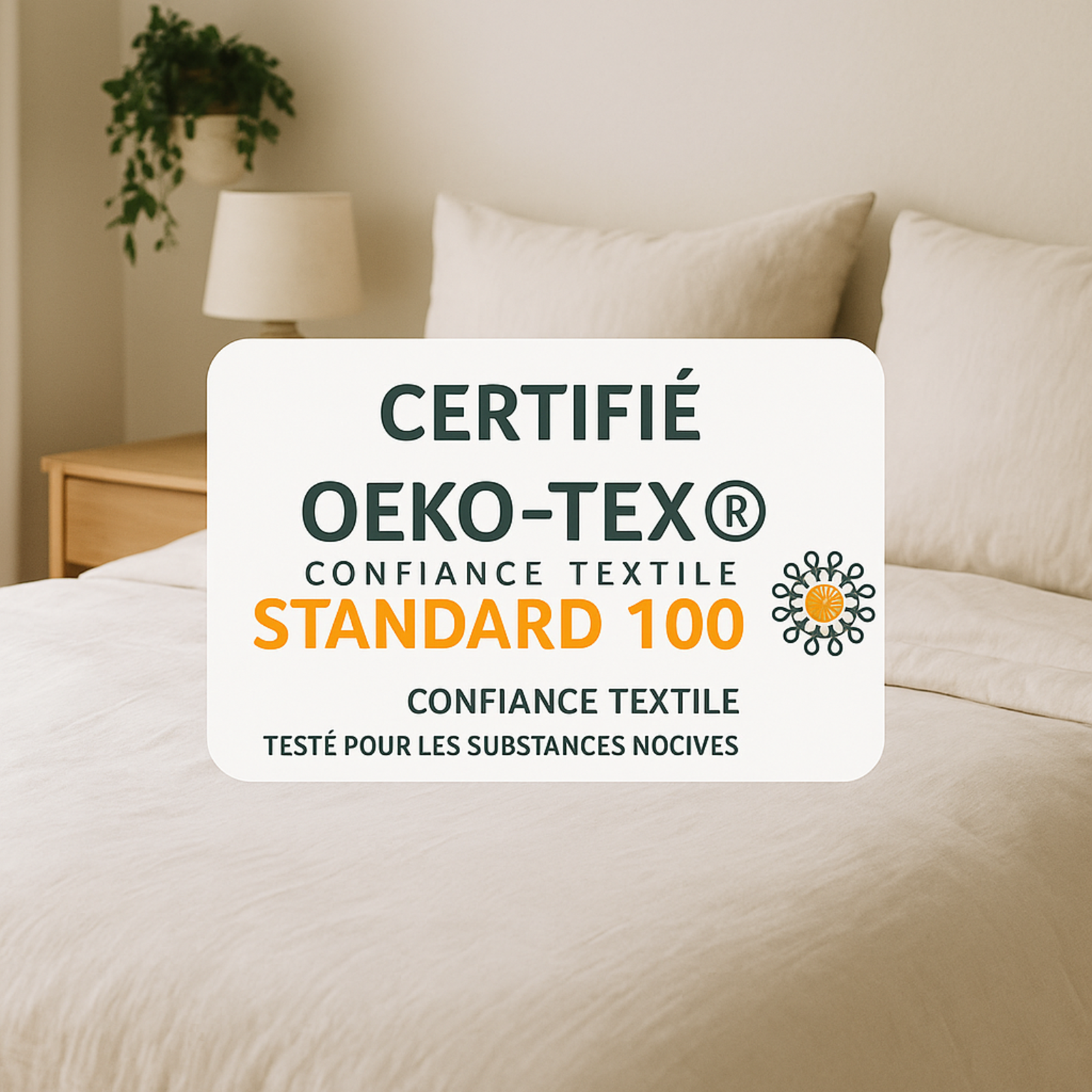 Parure de lit complète blanche, polyester, douce, hypoallergénique - Collection Unie