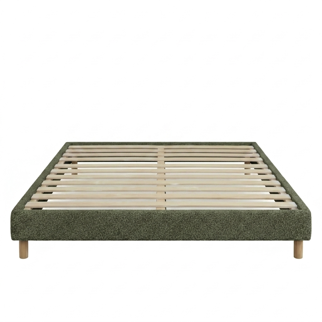 Sommier bouclette, cadre de lit, pieds bois, maintien bassin - Collection Deco