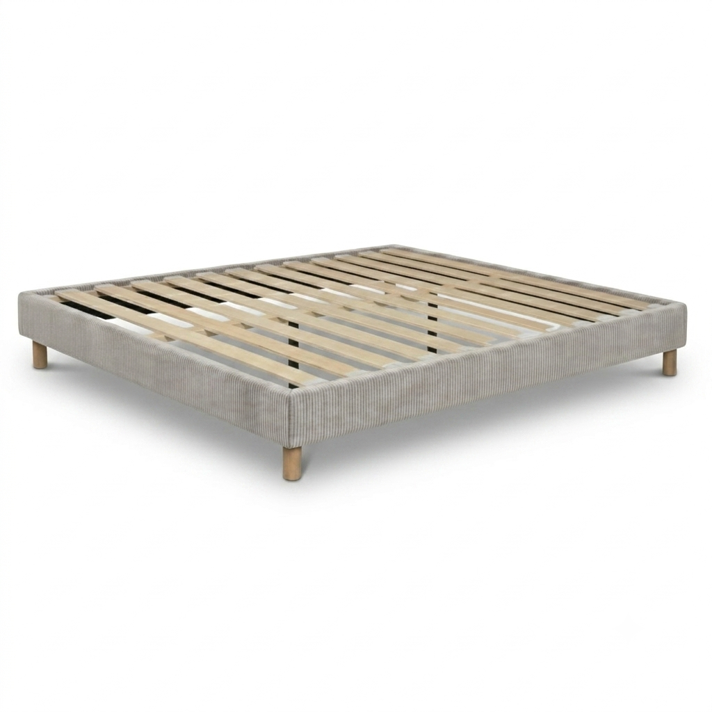 Corduroy bed base, bed frame, wooden legs, pelvic support – Deco Collection