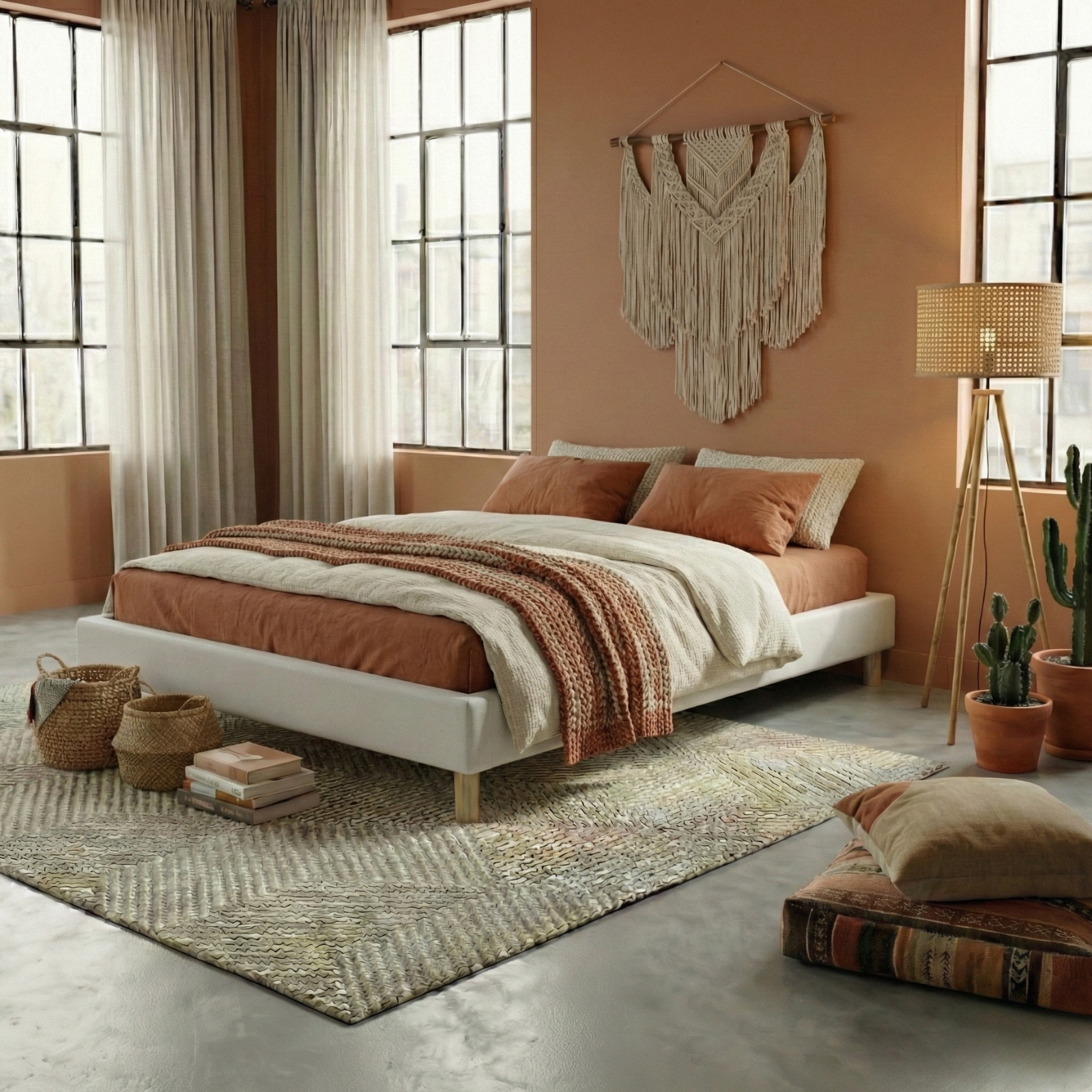 Faux leather bed base, wooden bed frame and legs, pelvic support - Deco Collection