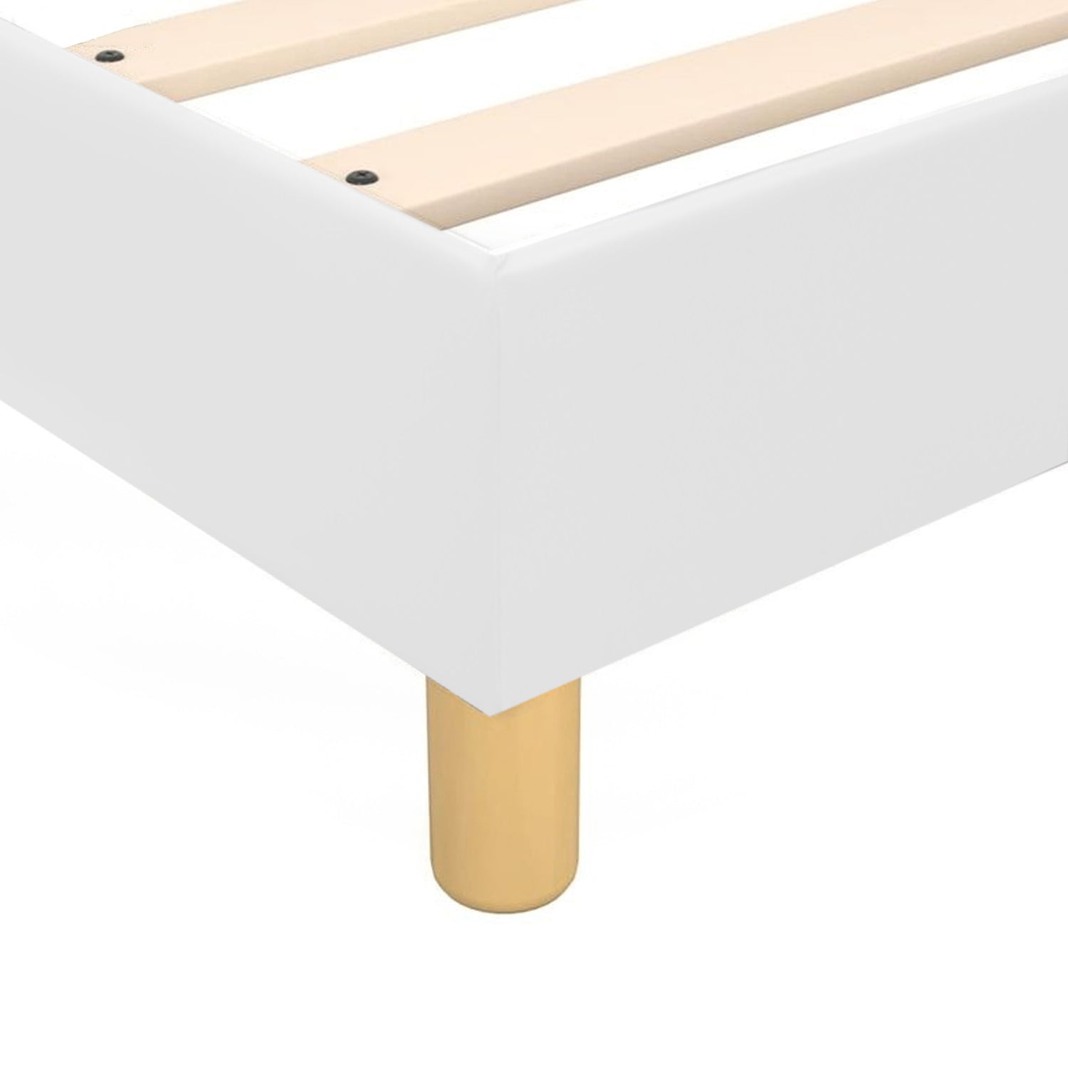 Sommier simili cuir, cadre de lit et pieds bois, maintien bassin - Collection Deco