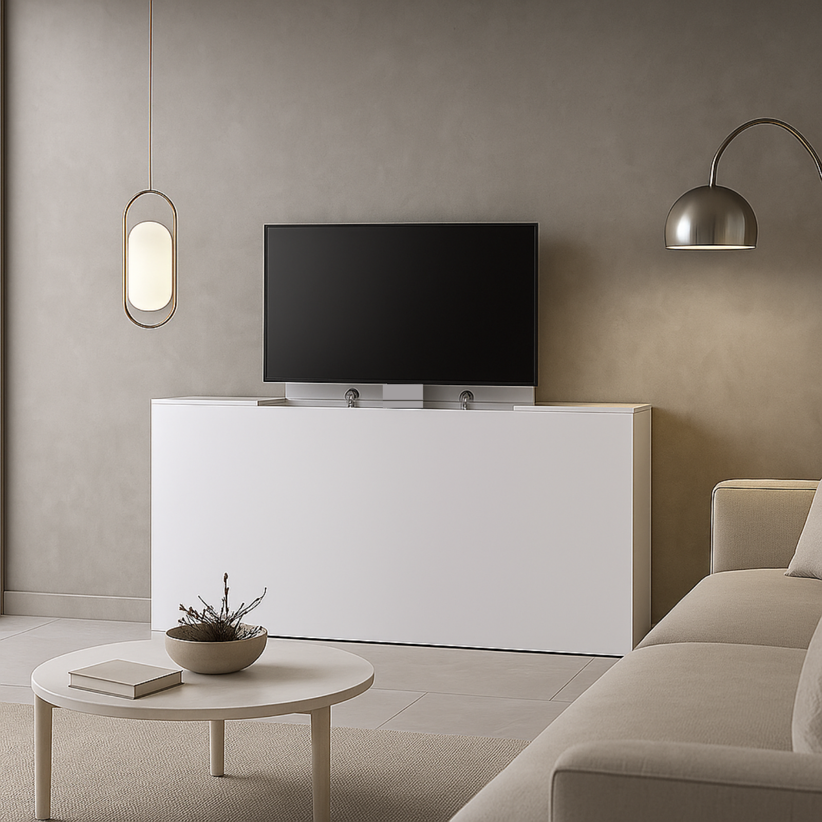 Console TV design : meuble TV encastrable avec télécommande sans fil - Collection Palace