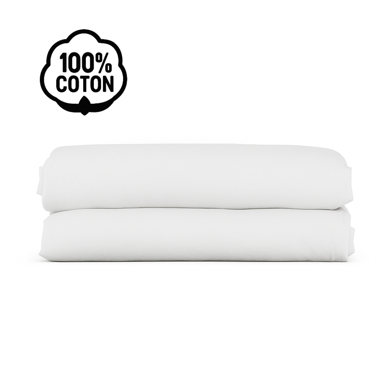 Drap housse en coton confortable et naturel : Blanc