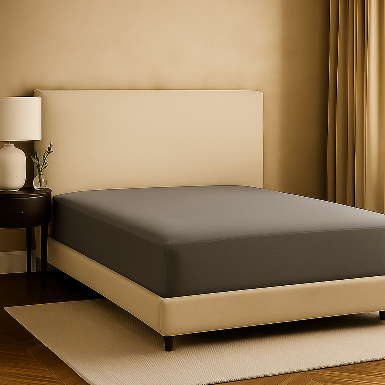 Drap housse unie, doux et respirant : Gris ardoise