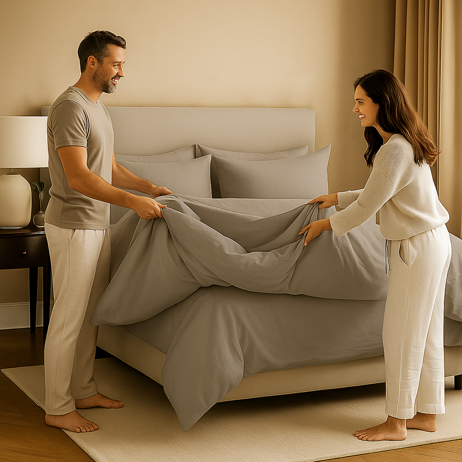 Housse de couette unie, douce et respirante : Gris perle