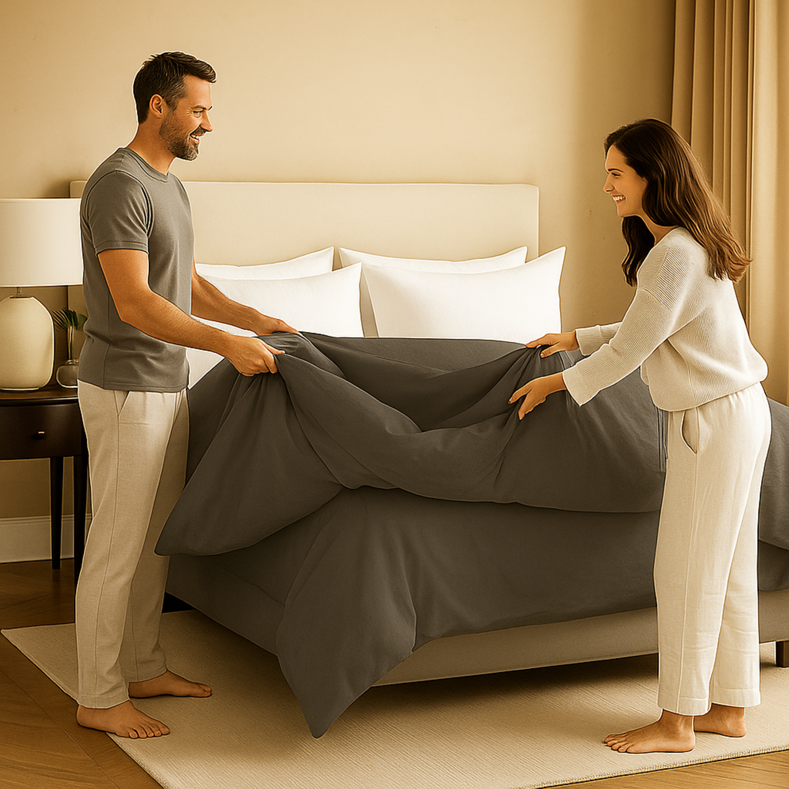 Housse de couette unie, douce et respirante : Gris ardoise