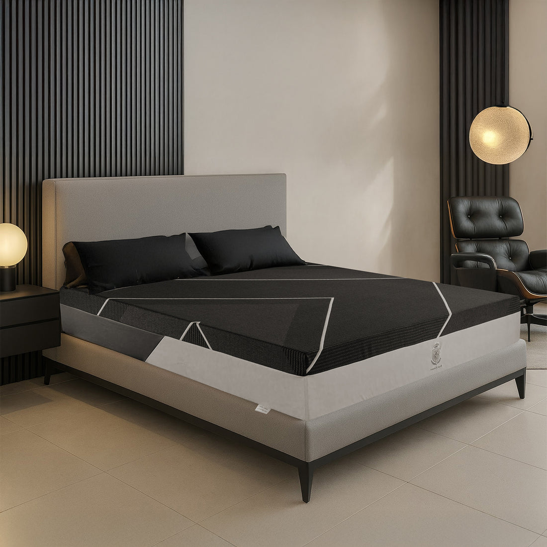 Matelas mémoire de forme Bambou-Charbon et ressorts ensachés – Collection Naturelle