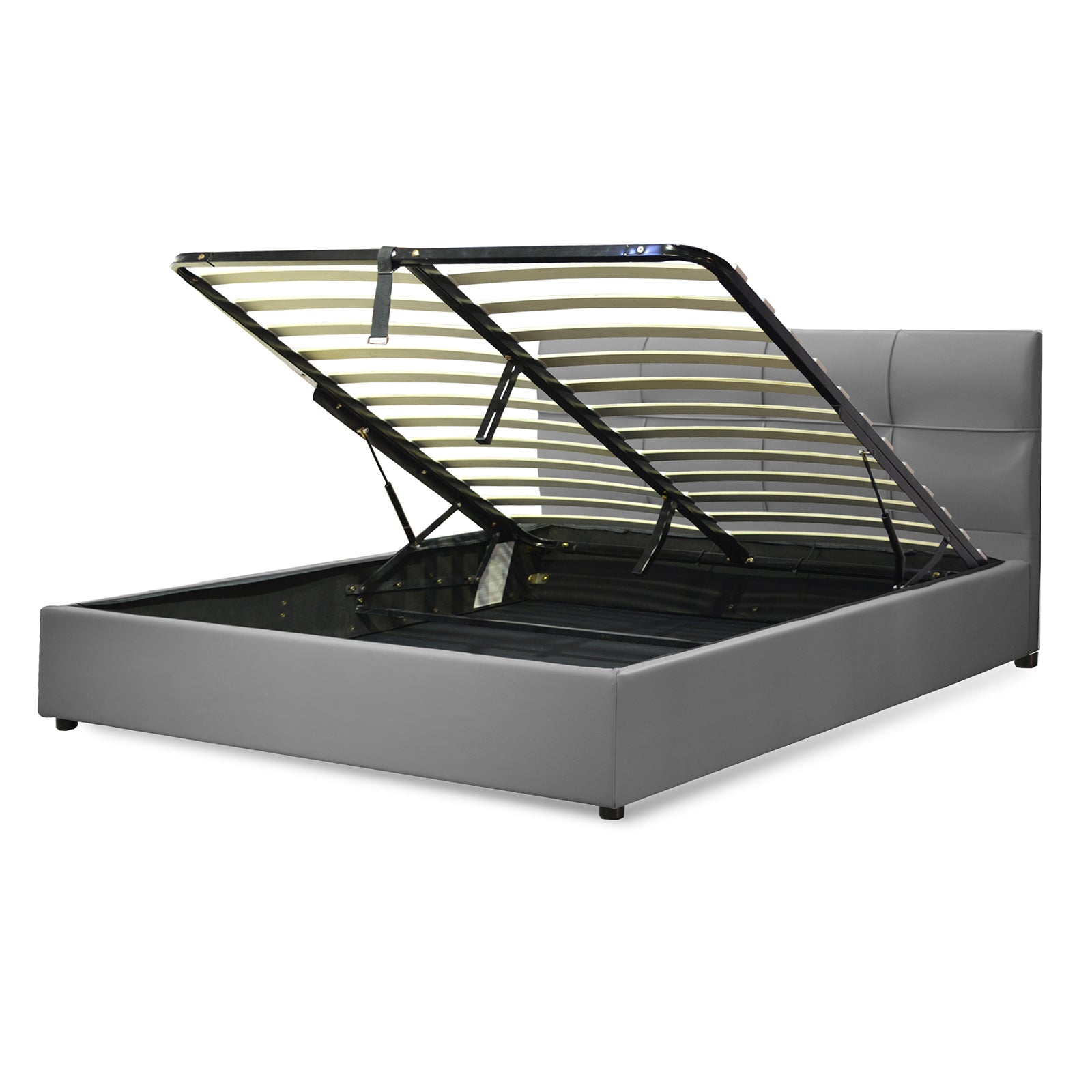 Lit coffre VariLuxe innovant - Tête de lit interchangeable : Simili cuir et grand coffre