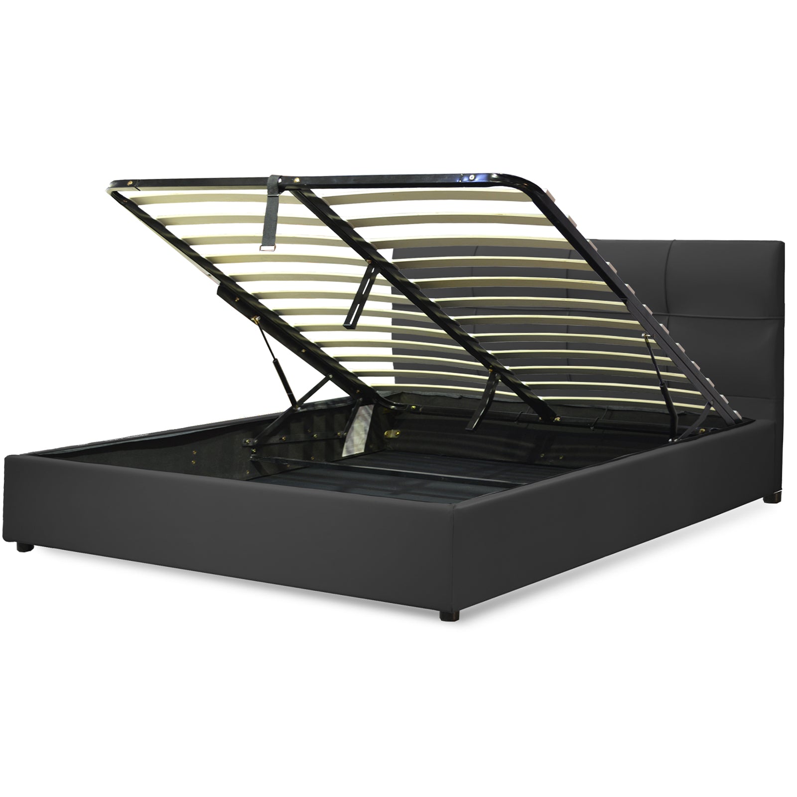 Lit coffre VariLuxe innovant - Tête de lit interchangeable : Simili cuir et grand coffre