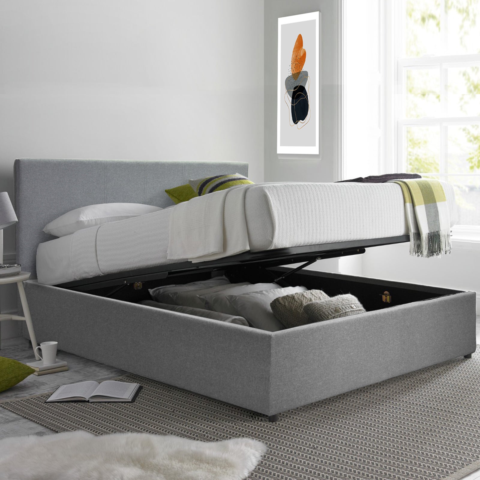 Innovatives VariLuxe-Bett mit Stauraum - Austauschbares Kopfteil: Kunstleder und großer Stauraum