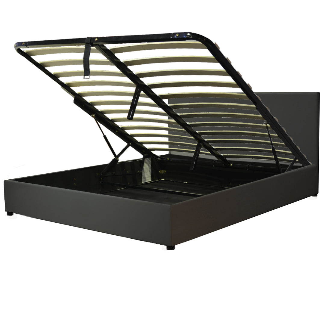 Lit coffre VariLuxe innovant - Tête de lit interchangeable : Simili cuir et grand coffre