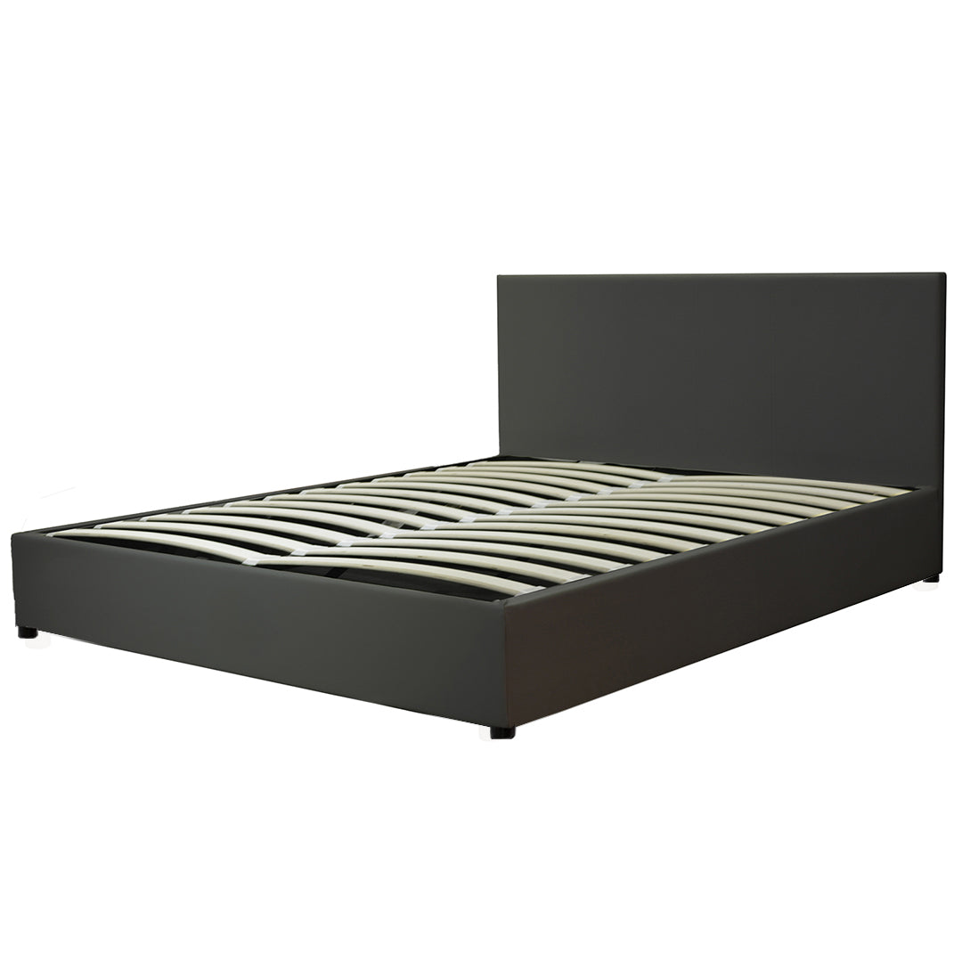 Lit coffre VariLuxe innovant - Tête de lit interchangeable : Simili cuir et grand coffre