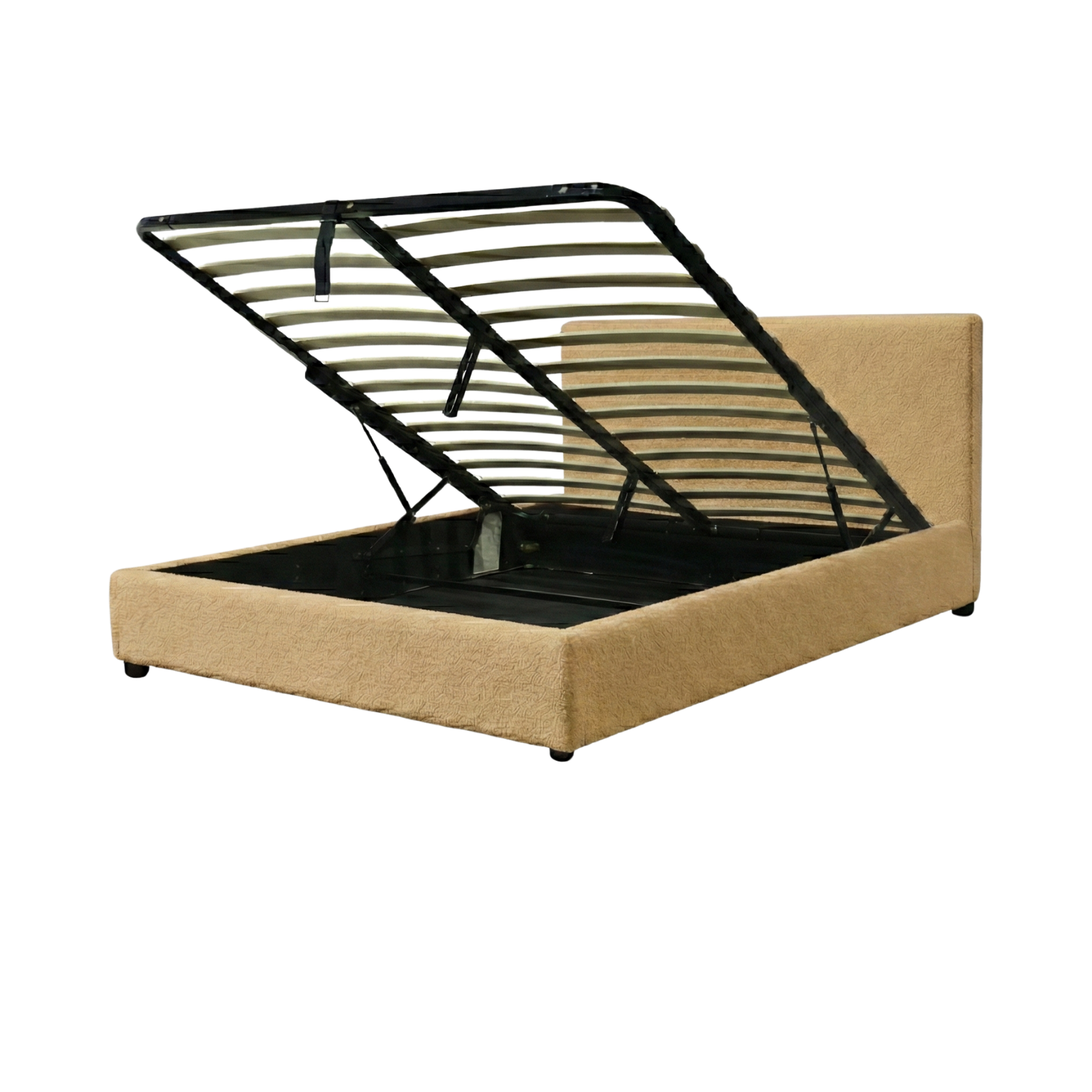 Boucle-upholstered storage bed with headboard and ample storage space - Versailles Collection