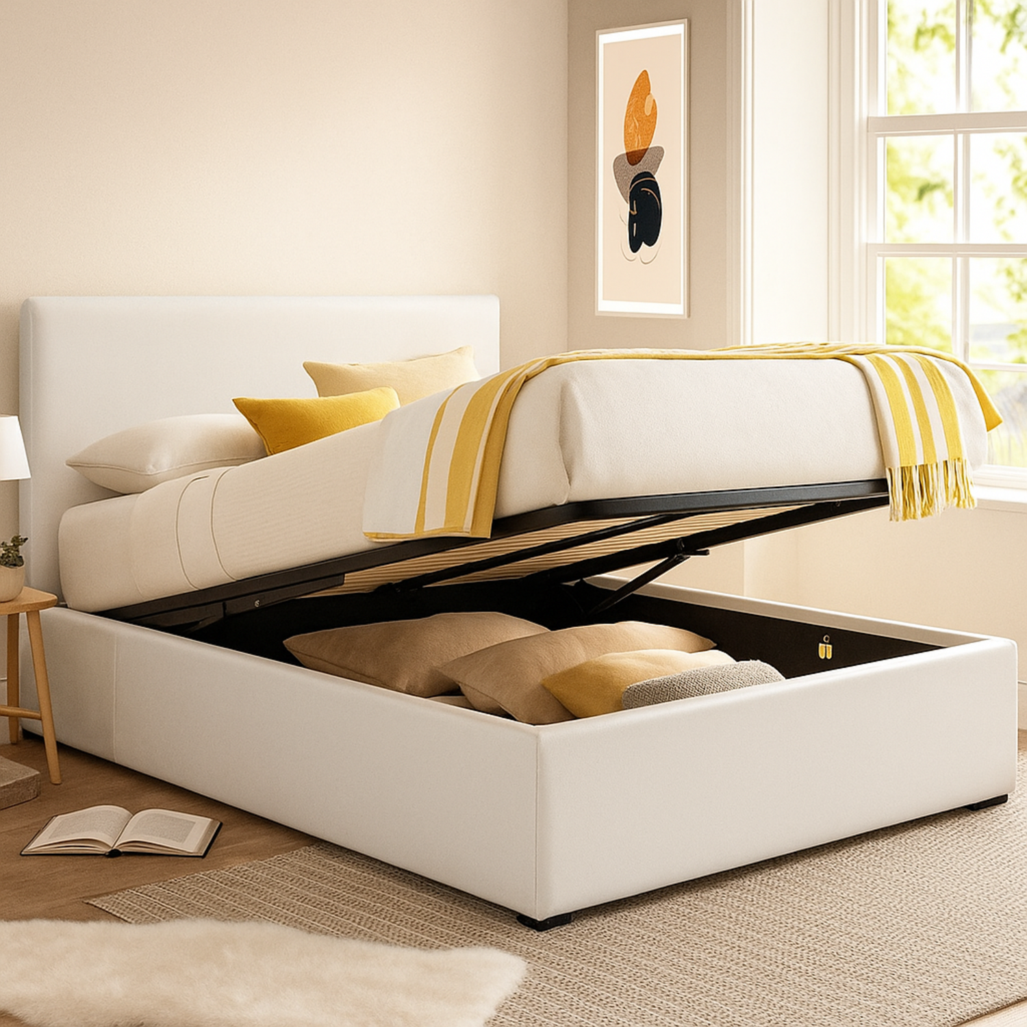 Innovatives VariLuxe-Bett mit Stauraum - Austauschbares Kopfteil: Stoffe und großer Stauraum