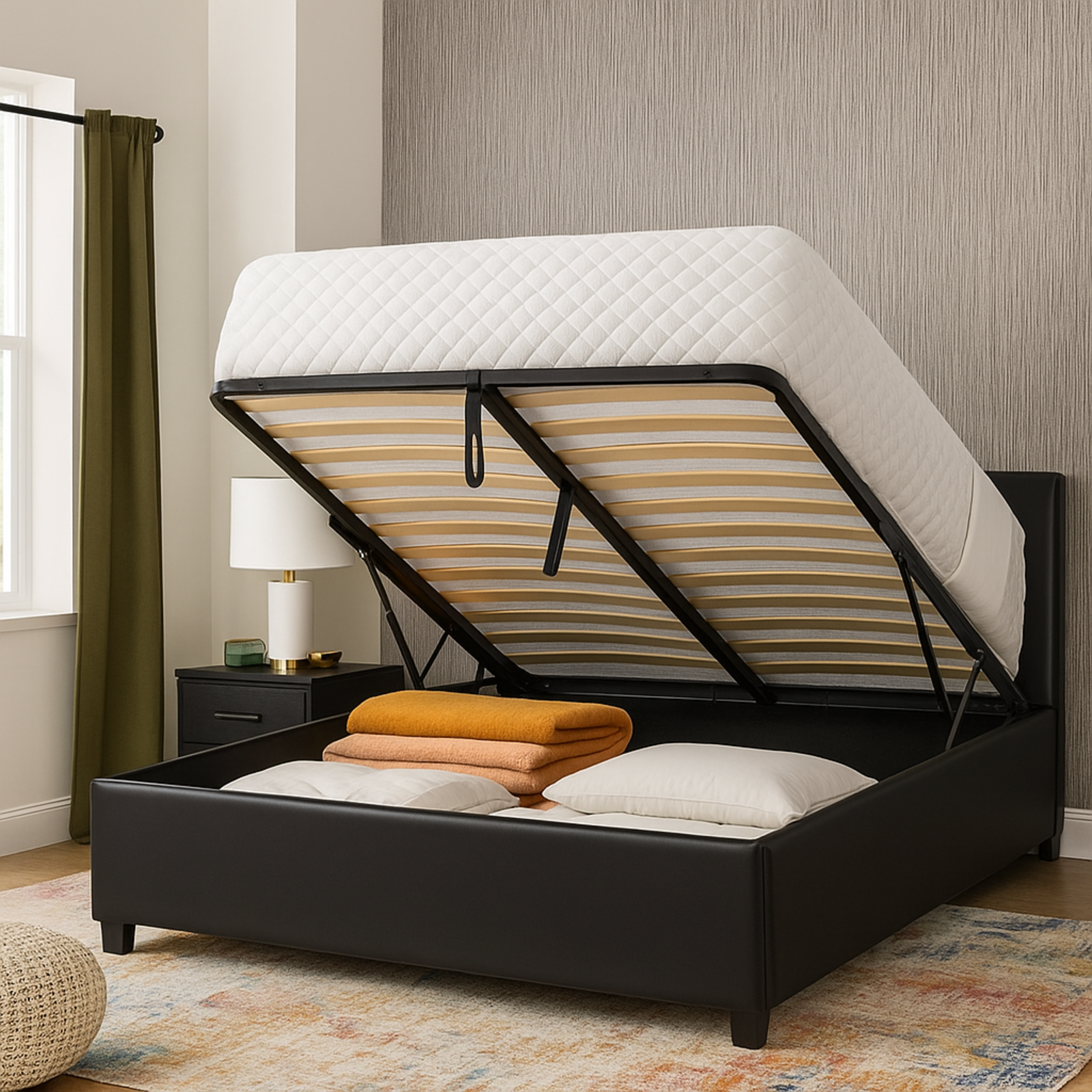 Innovatives VariLuxe-Bett mit Stauraum - Austauschbares Kopfteil: Stoffe und großer Stauraum