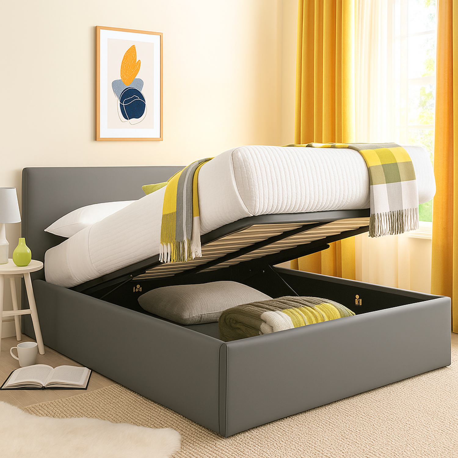 Innovatives VariLuxe-Bett mit Stauraum - Austauschbares Kopfteil: Stoffe und großer Stauraum