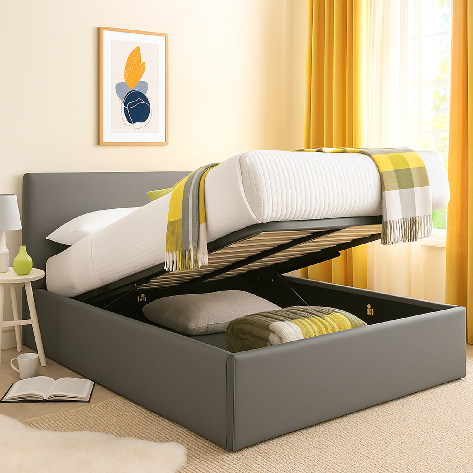 Innovatives VariLuxe-Bett mit Stauraum - Austauschbares Kopfteil: Stoffe und großer Stauraum