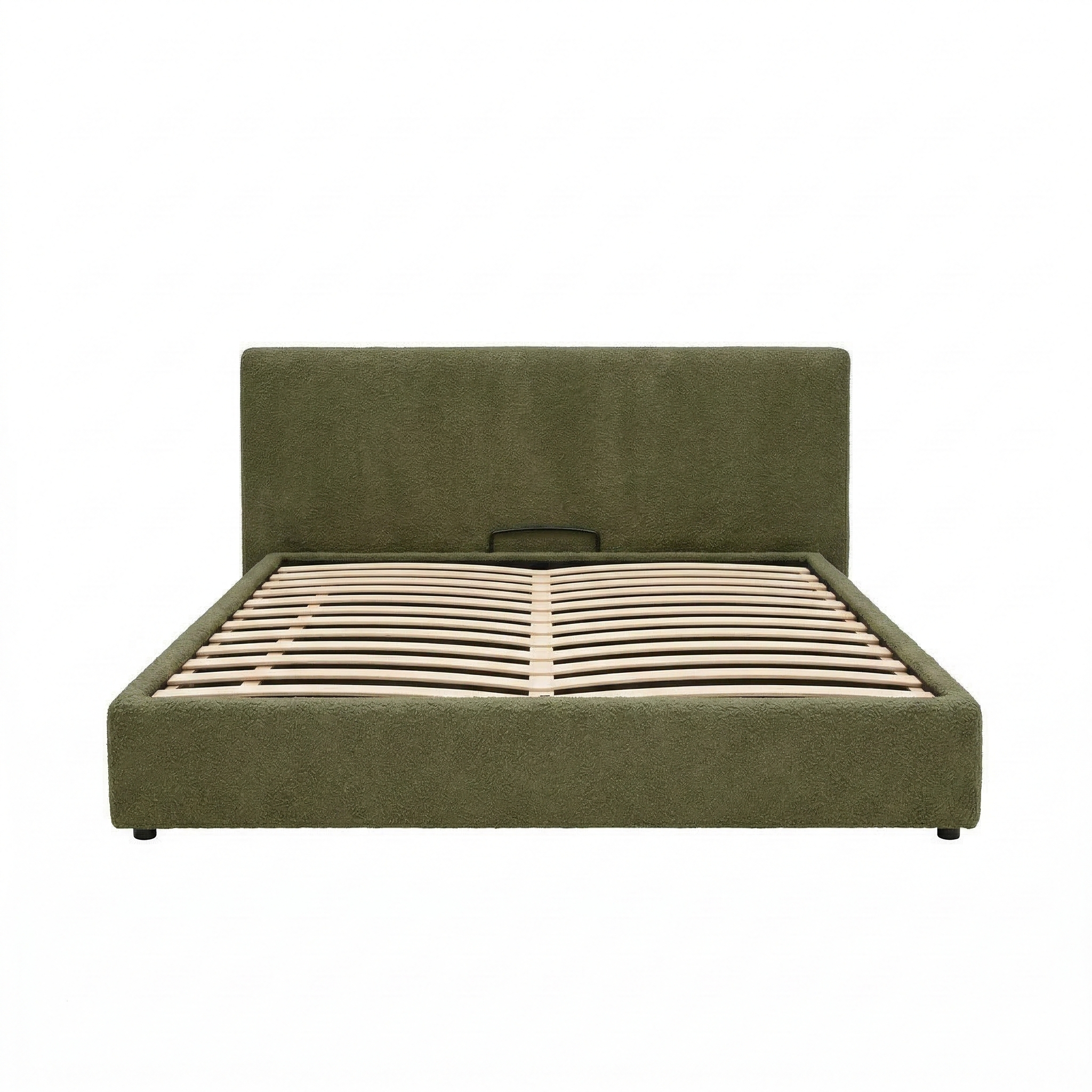 Electric storage bed with headboard, bouclé fabric, and remote control - Futura design collection