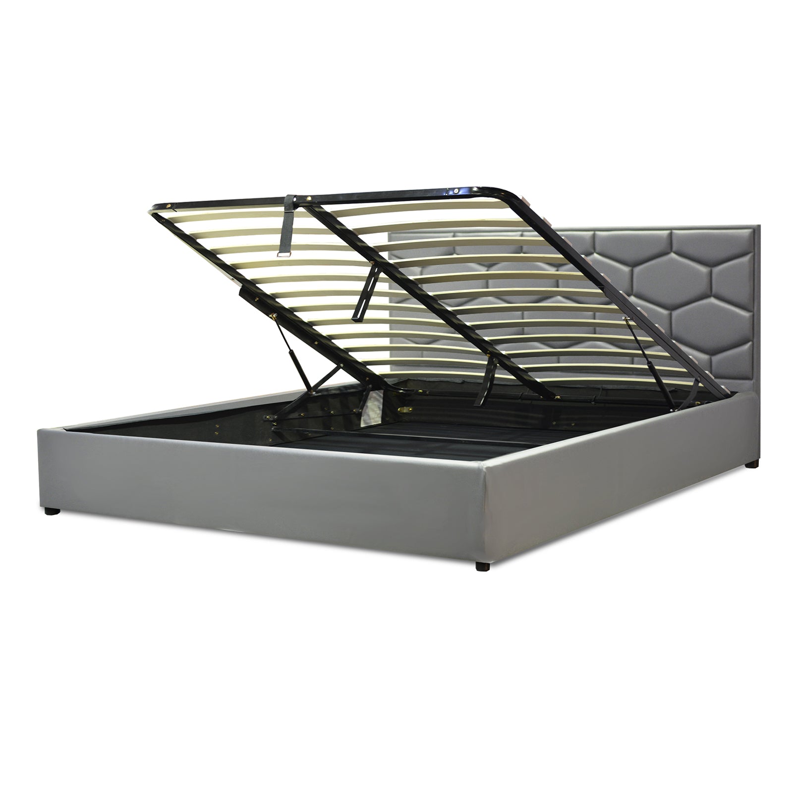 Lit coffre VariLuxe innovant - Tête de lit interchangeable : Simili cuir et grand coffre