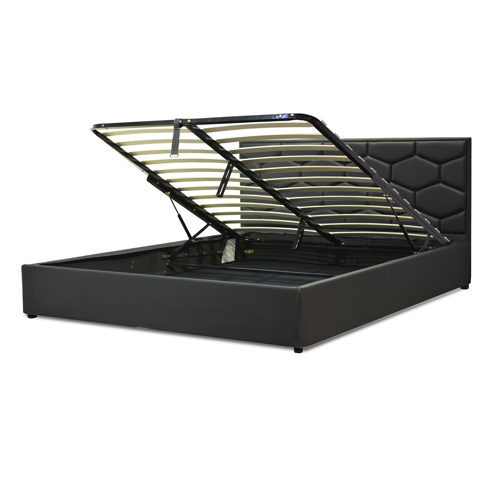 Lit coffre VariLuxe innovant - Tête de lit interchangeable : Simili cuir et grand coffre