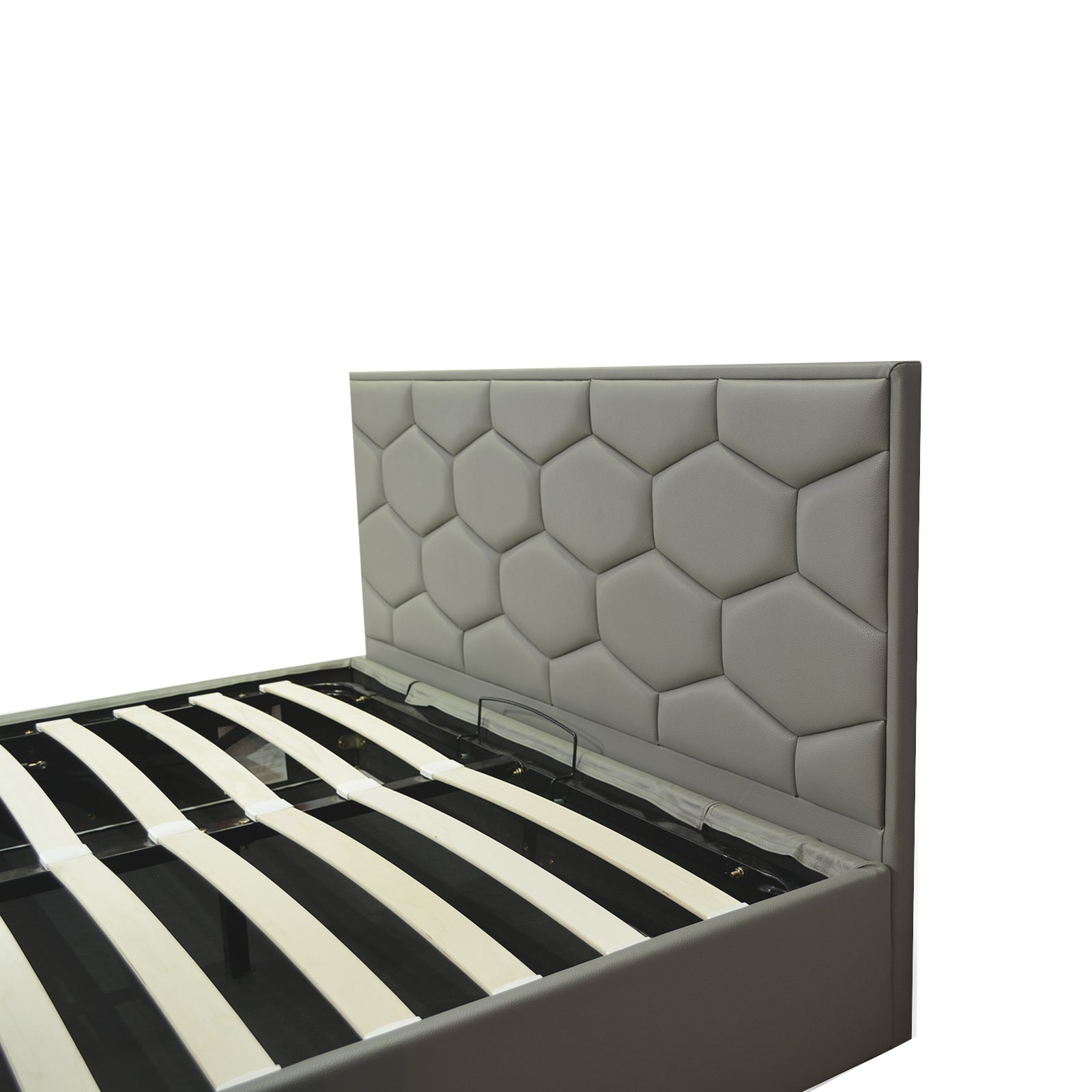 Lit coffre VariLuxe innovant - Tête de lit interchangeable : Simili cuir et grand coffre