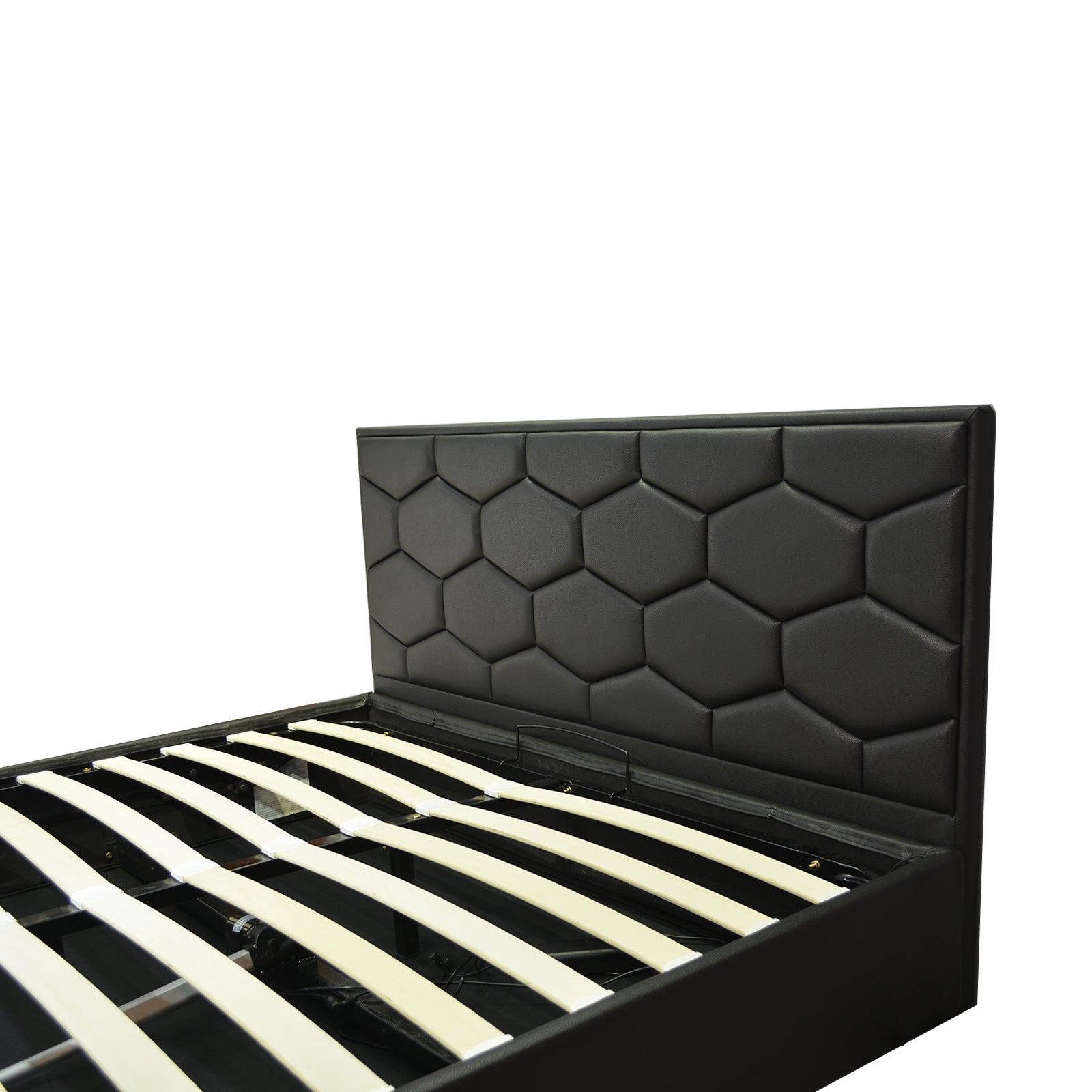 Lit coffre VariLuxe innovant - Tête de lit interchangeable : Simili cuir et grand coffre