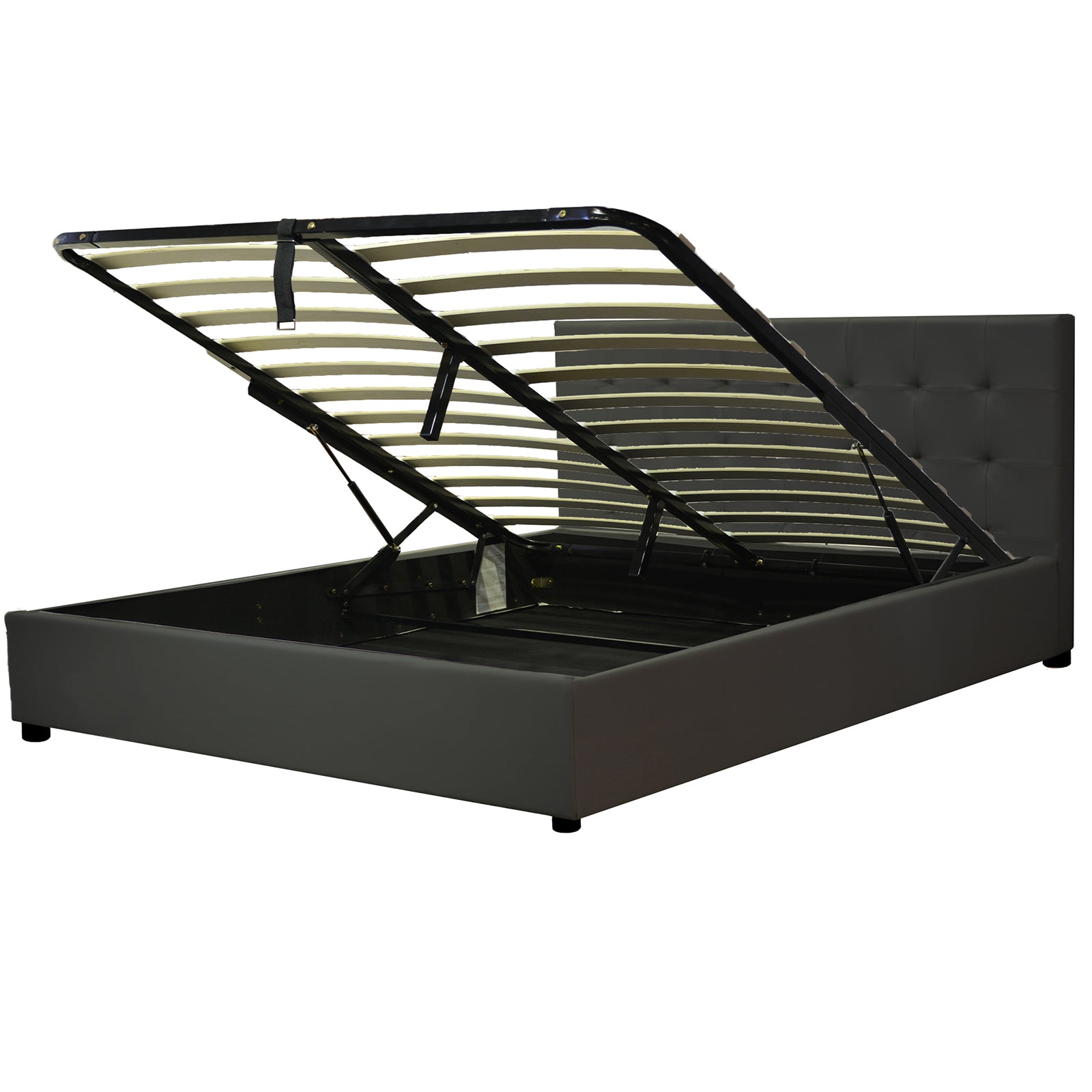 Lit coffre VariLuxe innovant - Tête de lit interchangeable : Simili cuir et grand coffre