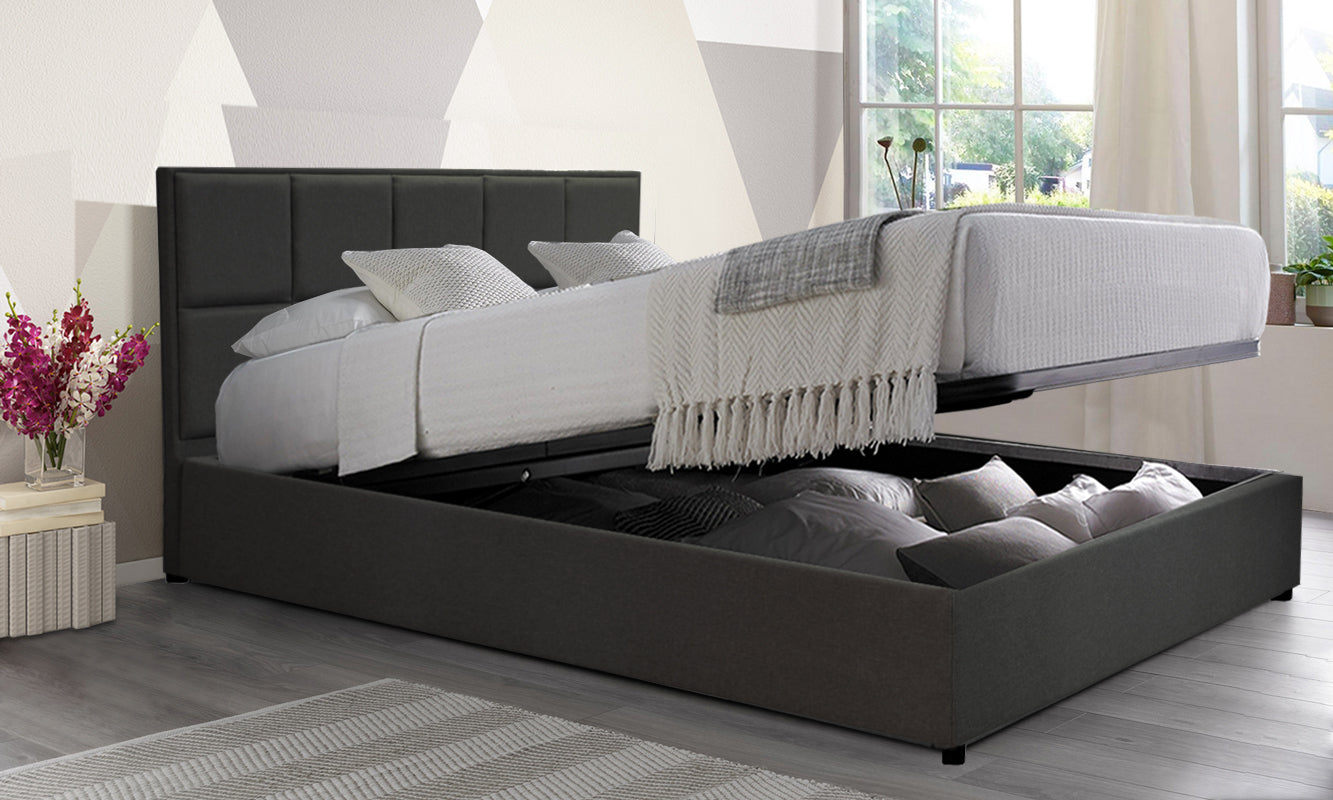 Innovatives VariLuxe-Bett mit Stauraum - Austauschbares Kopfteil: Kunstleder und großer Stauraum