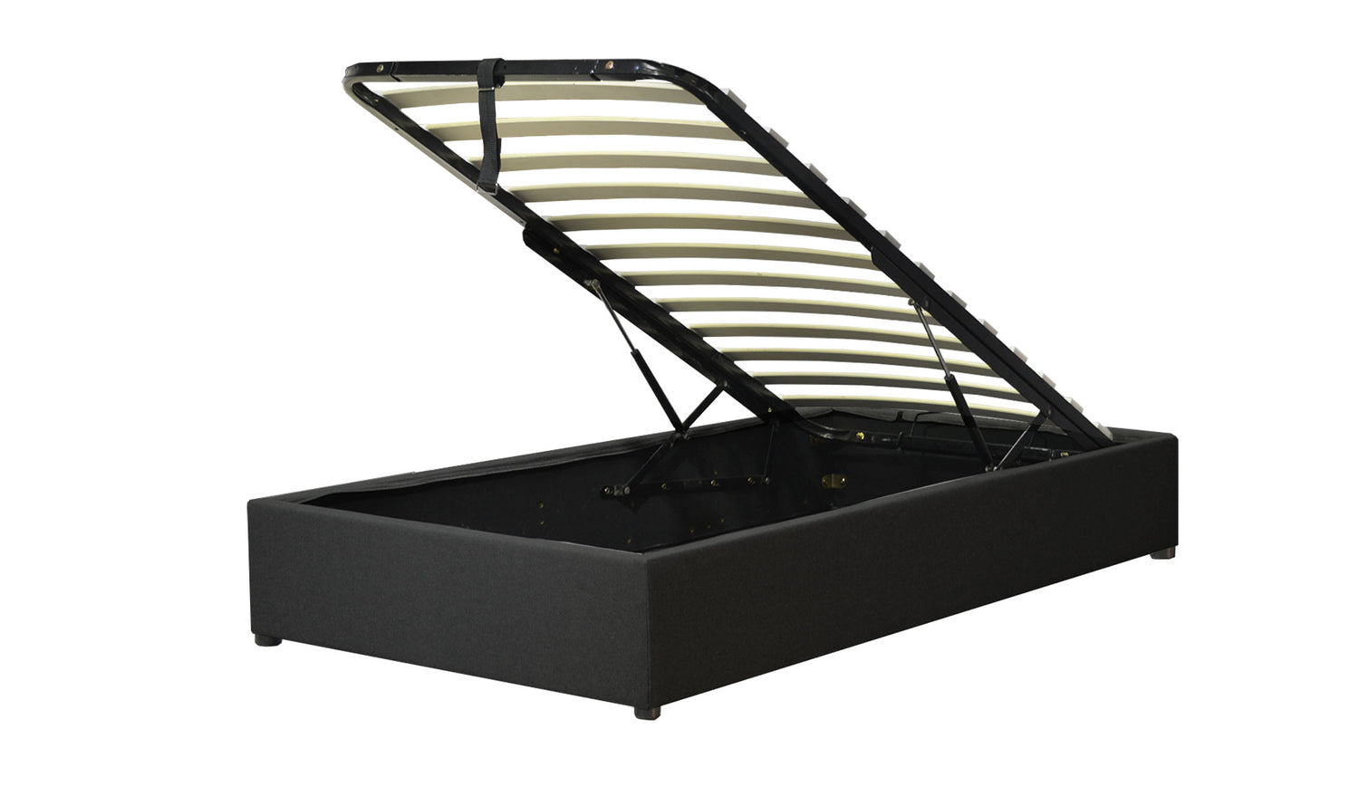 Vegas Bett mit Stauraum: Untergestell aus Kunstleder oder Stoff mit flexiblen Latten