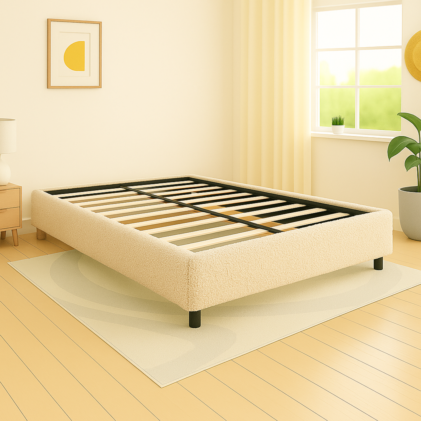 Lit coffre bouclette Versailles : design et grand coffre