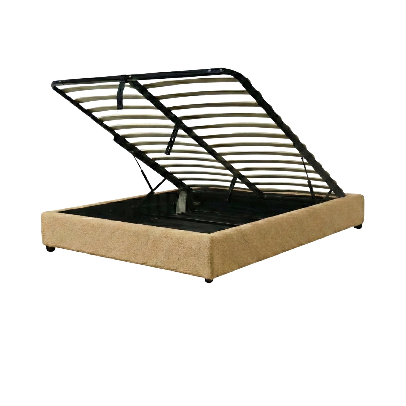 Lit coffre bouclette, lattes flexibles, grand espace de stockage - Collection Vegas