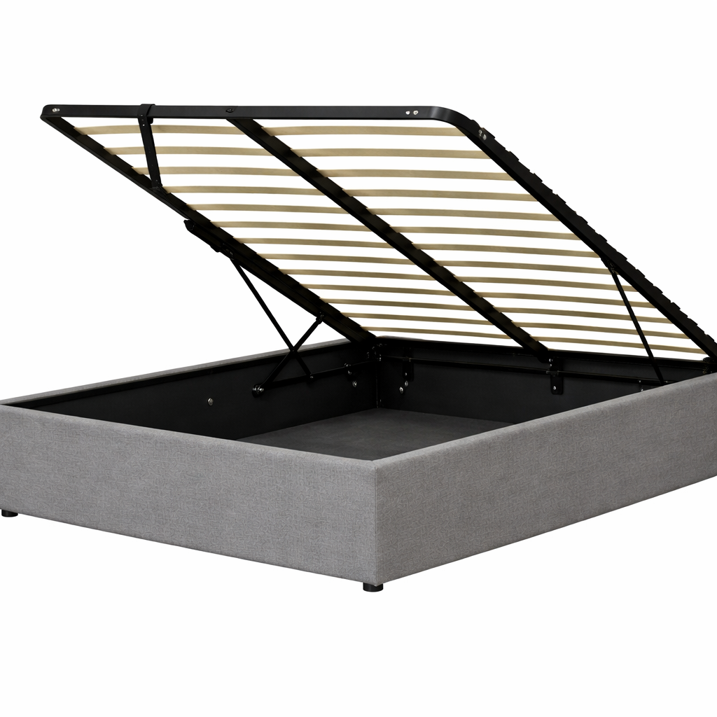 Fabric storage bed, flexible slats, large storage space - Vegas Collection