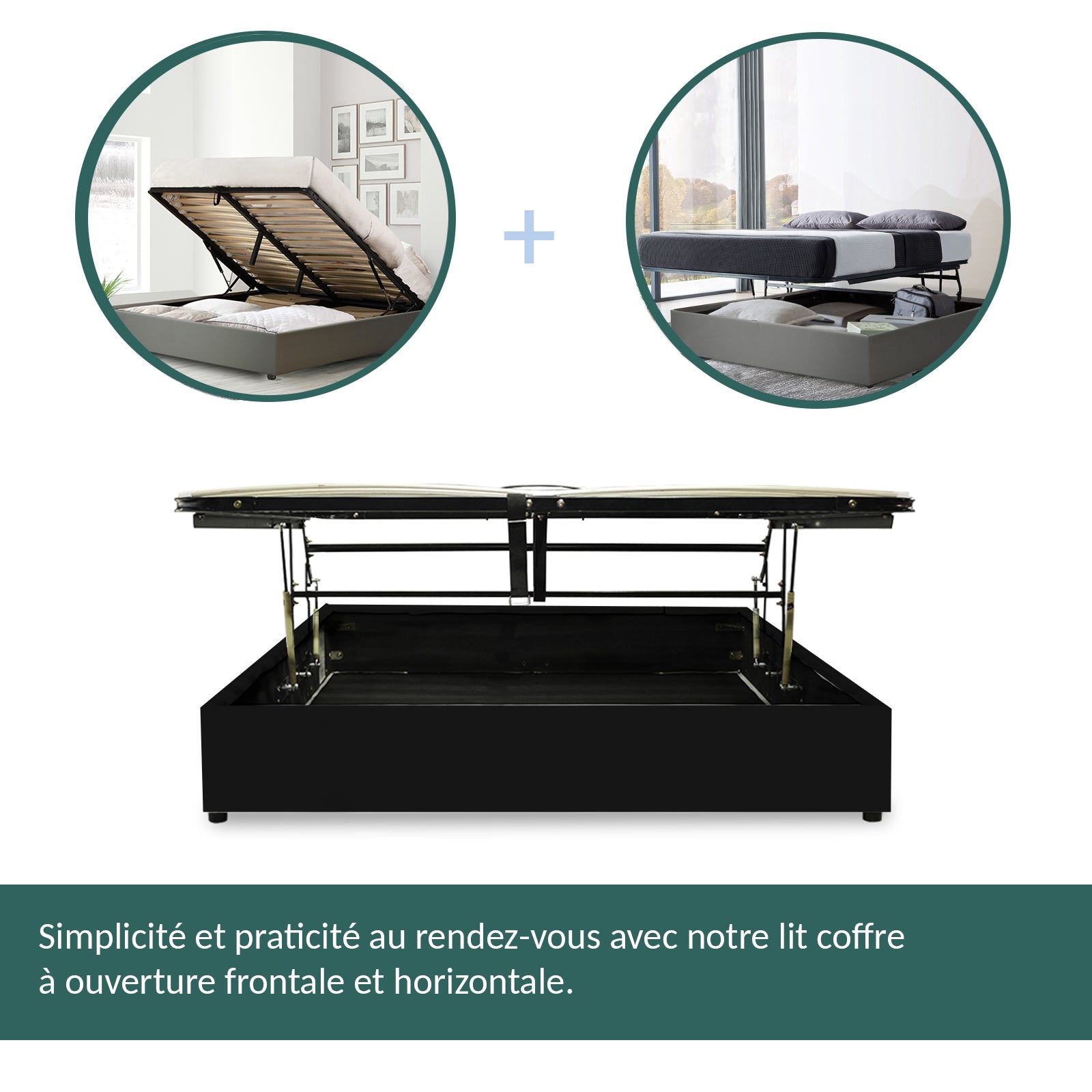 Storage bed with side and front opening in bouclé fabric - Parallel Collection