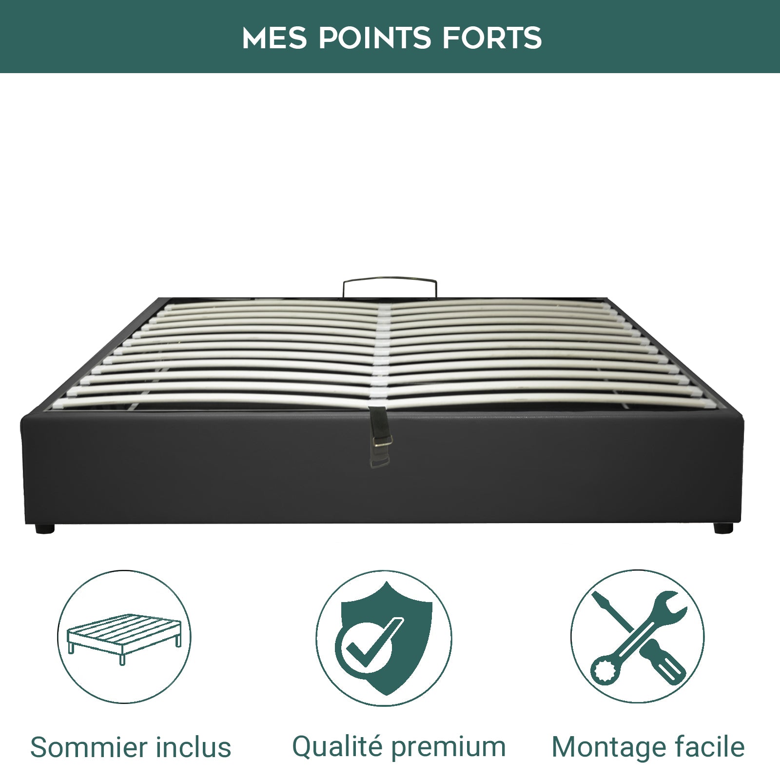 Storage bed with side and front opening in bouclé fabric - Parallel Collection