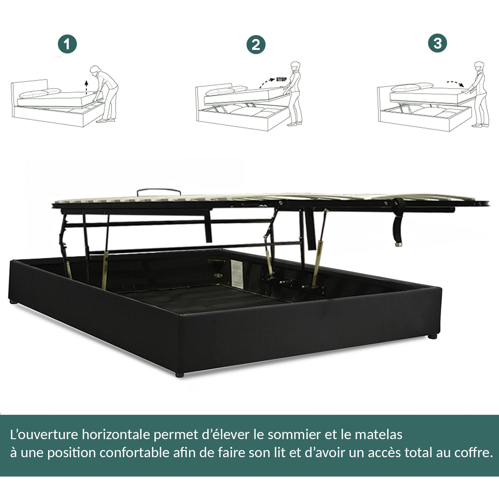Storage bed with side and front opening in bouclé fabric - Parallel Collection