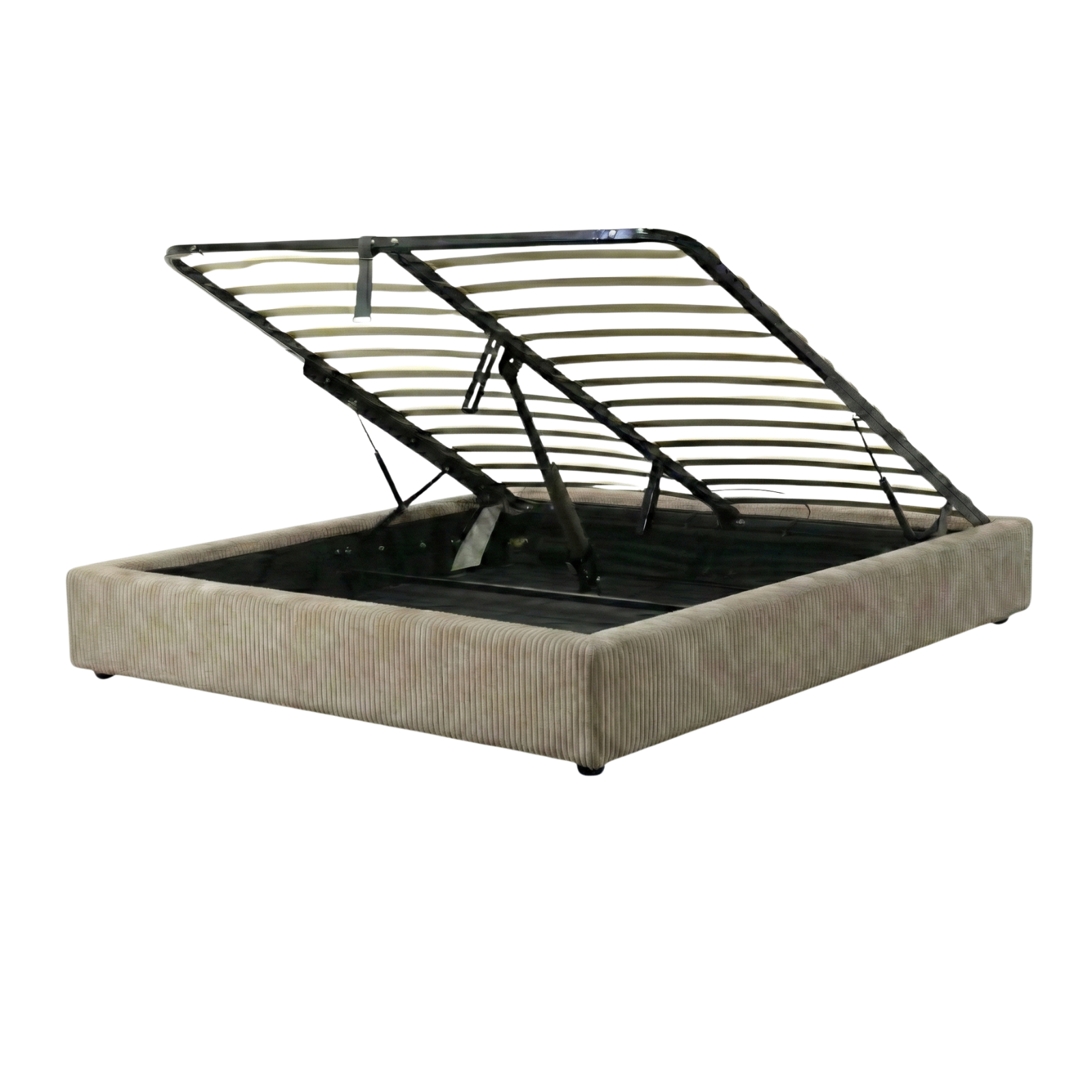 Lit coffre électrique velours côtelé, télécommande, sommier flexible - Collection Futura