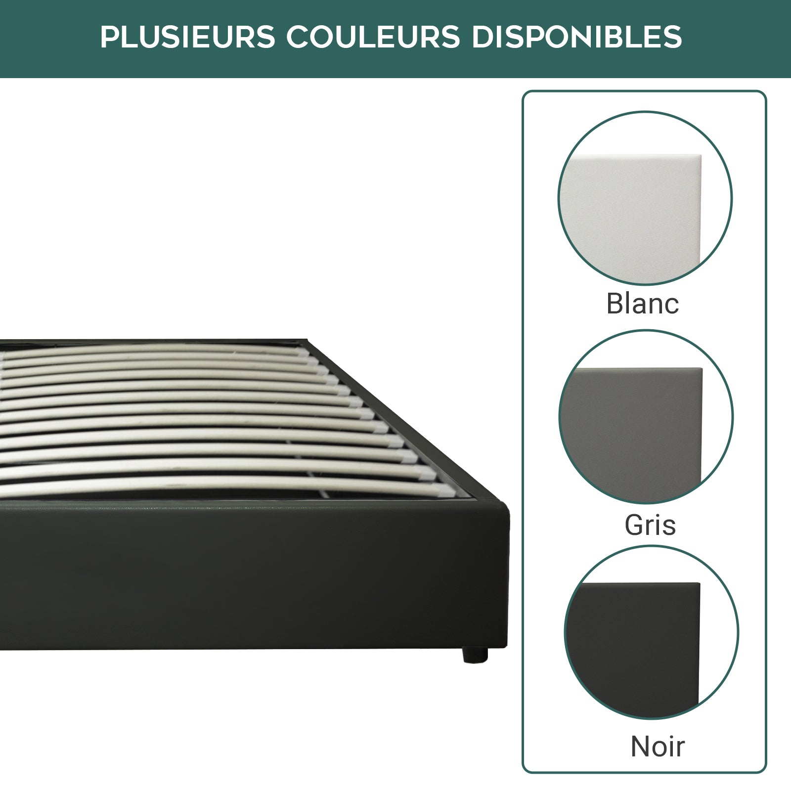 Futura – innovatives Klappbett mit Stauraum und Bezug aus schwarzem Kunstleder: automatisches Öffnen per Fernbedienung und flexibler Lattenrost aus Holz