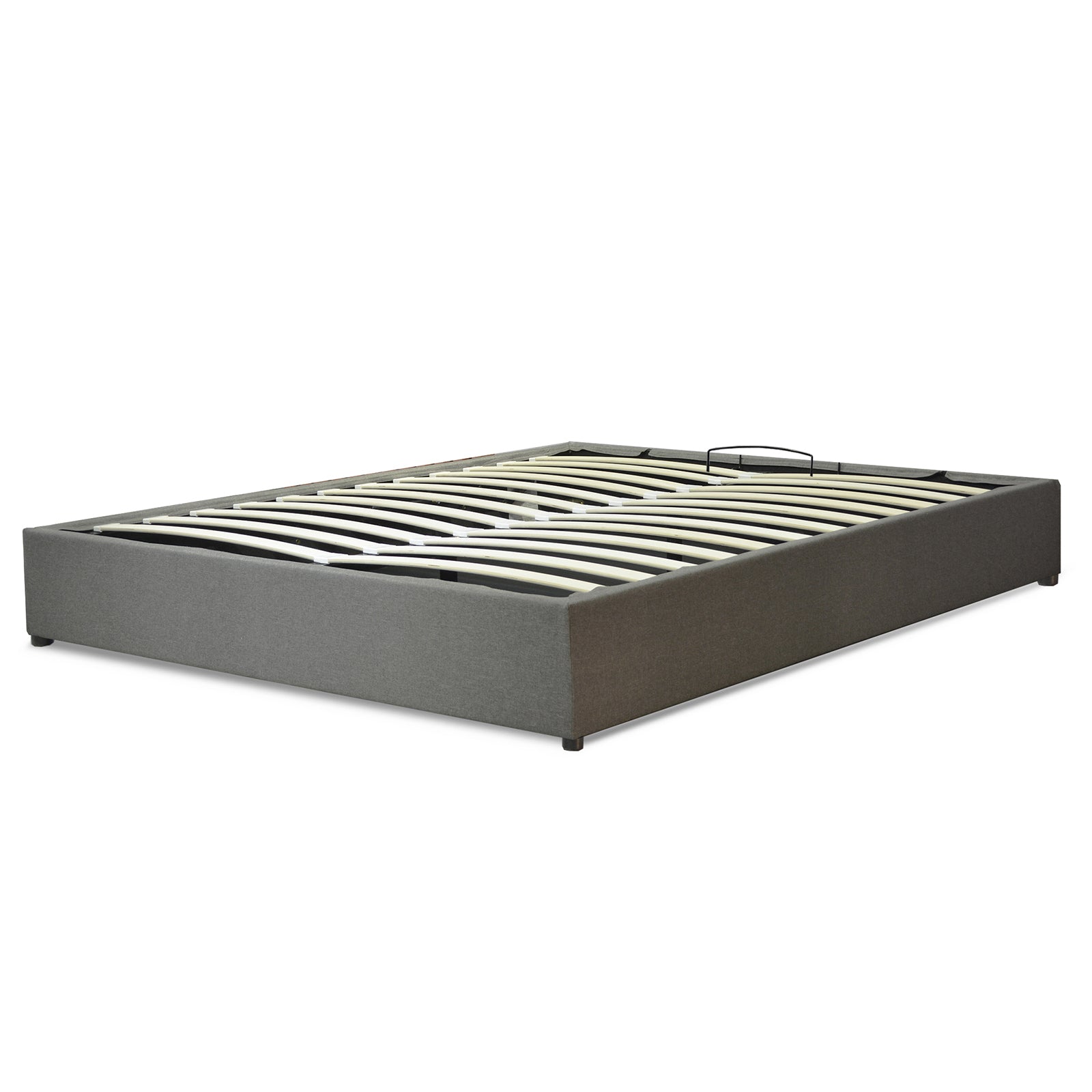 Lit coffre électrique tissu gris, télécommande, sommier flexible - Collection Futura