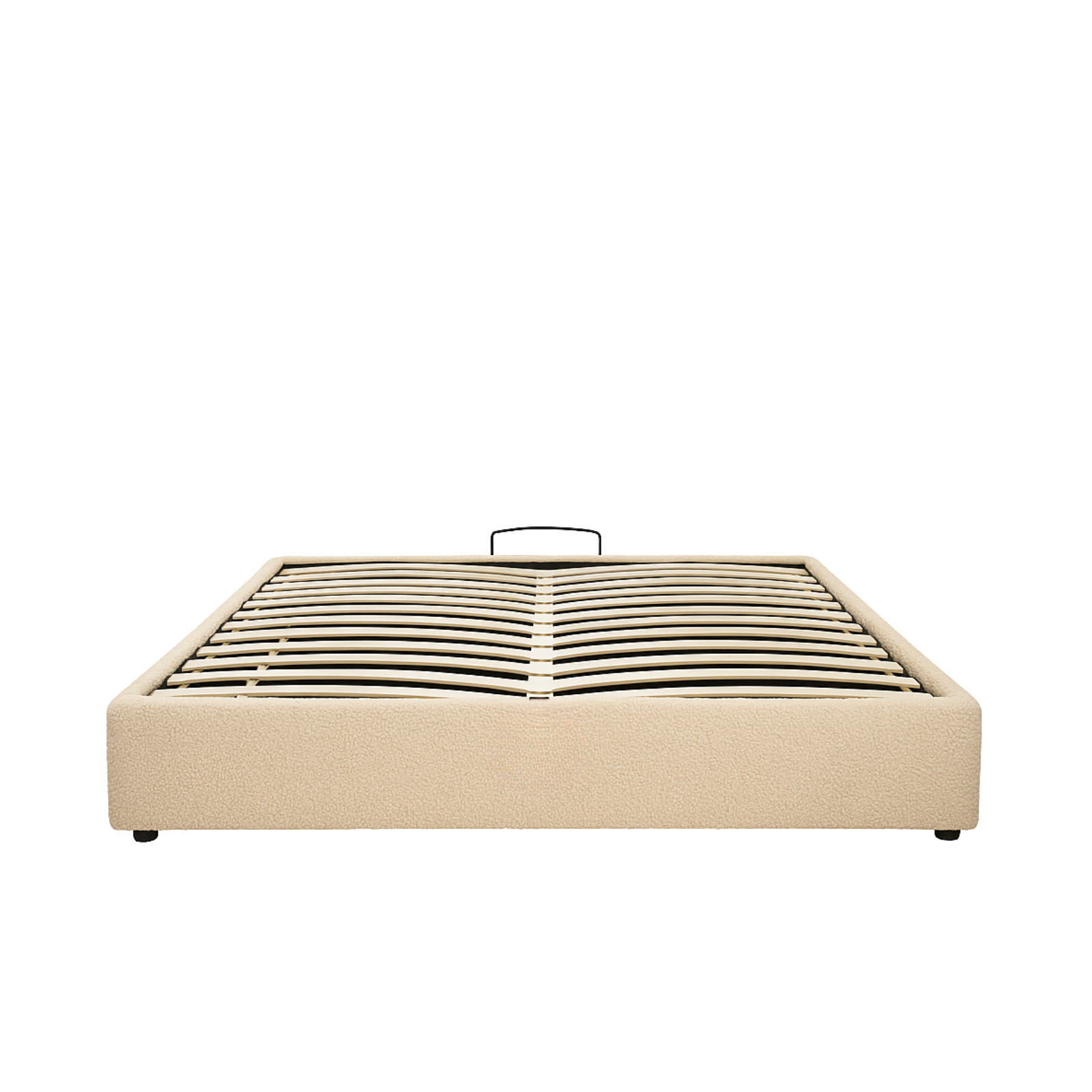 Electric storage bed with bouclé fabric, remote control, flexible slatted base - Futura Collection