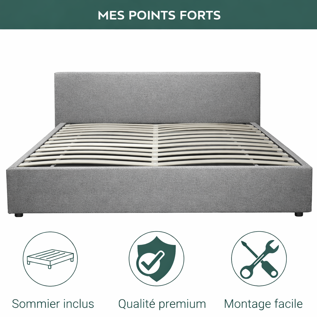 Futura originelles Stauraumbett mit Hubbett, schicker Stoffbezug in Sand: automatisches Öffnen per Fernbedienung und flexibler Lattenrost aus Holz