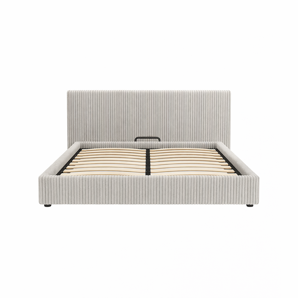 Electric storage bed with headboard, corduroy upholstery, remote control - Futura design collection