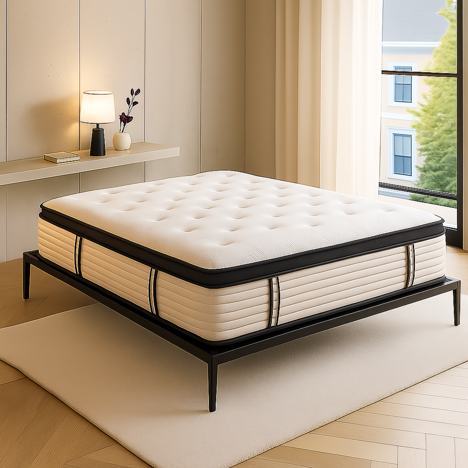 Sommier lit design style industriel, lattes larges, cadre à lattes - Collection Loft