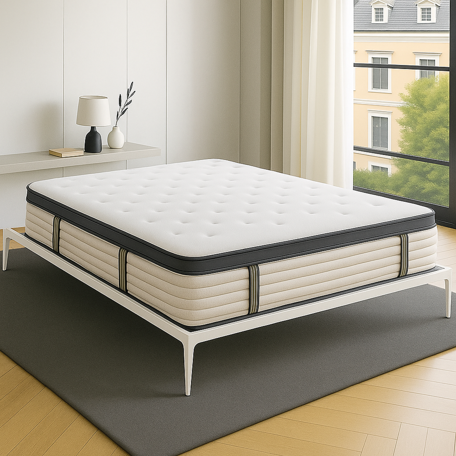 Sommier lit design style industriel, lattes larges, cadre à lattes - Collection Loft